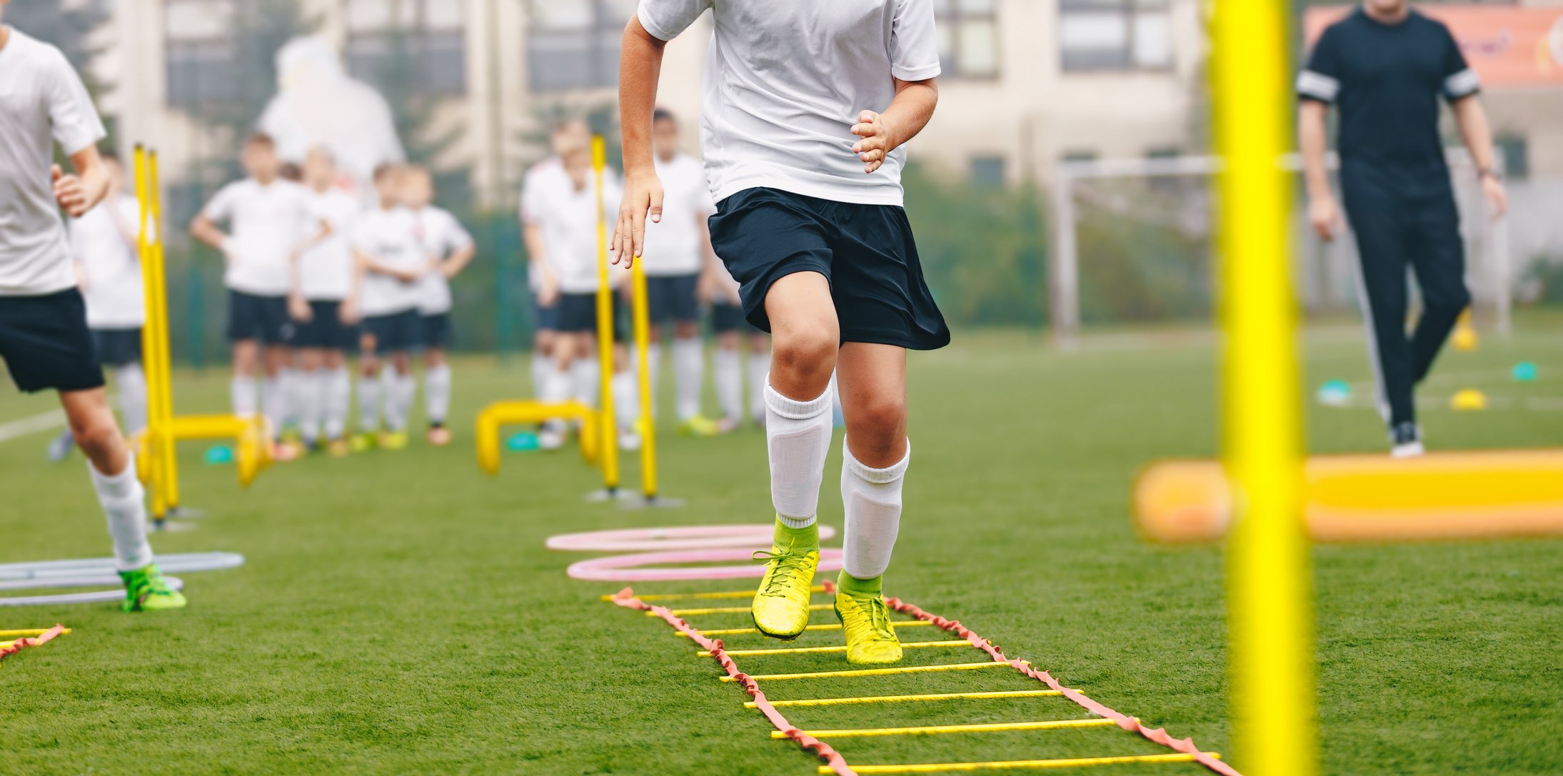 Boy Soccer Player in Training. Young Soccer Players at Practice